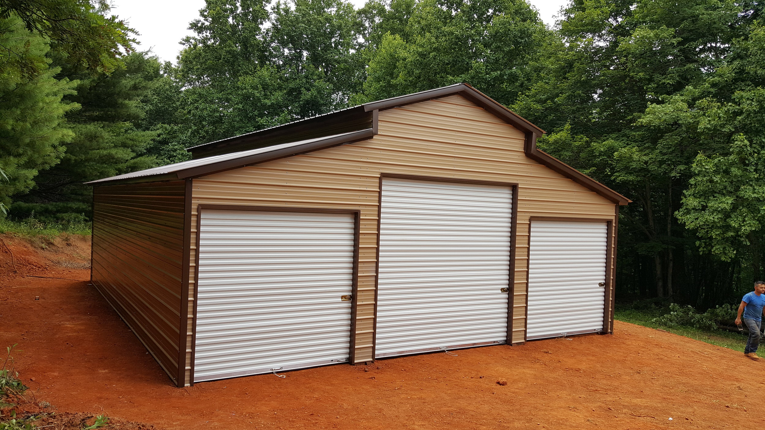 42x40 Raised Center Aisle Metal Horse Barn