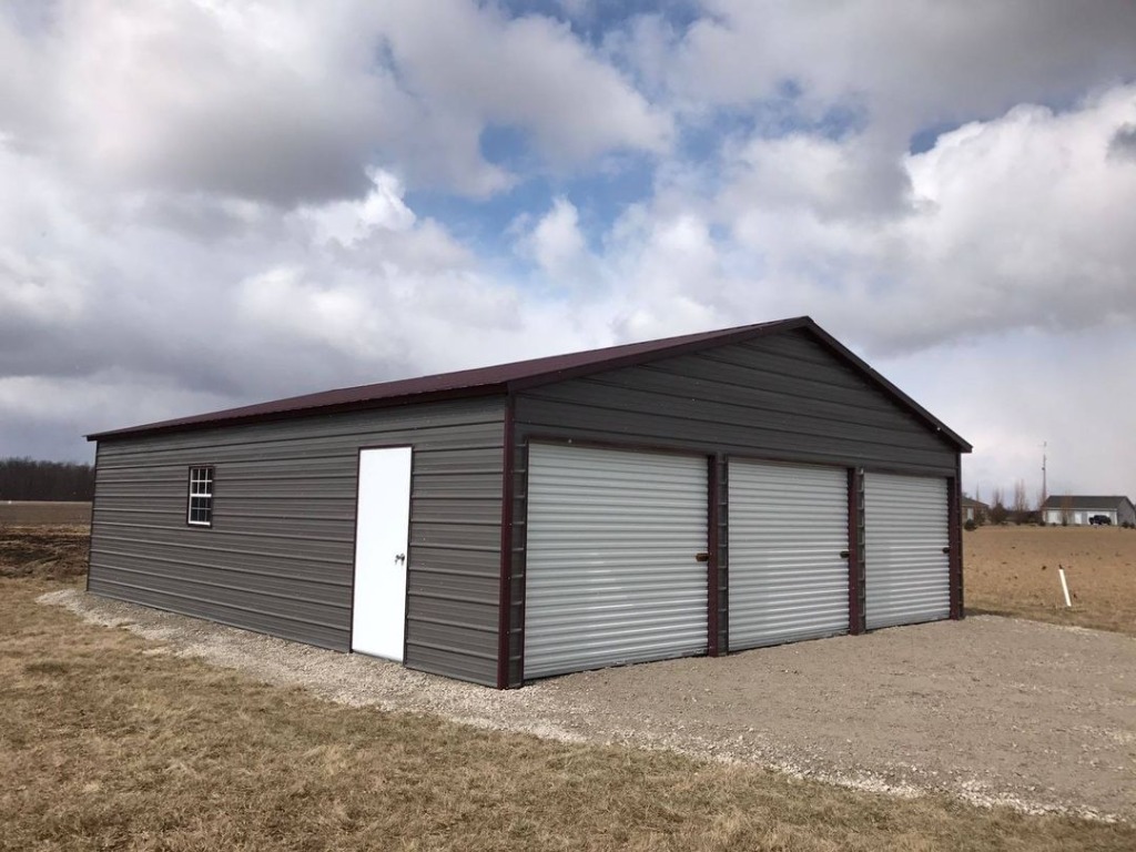 30x40x9 Metal Building 3-Door Garage and Workshop