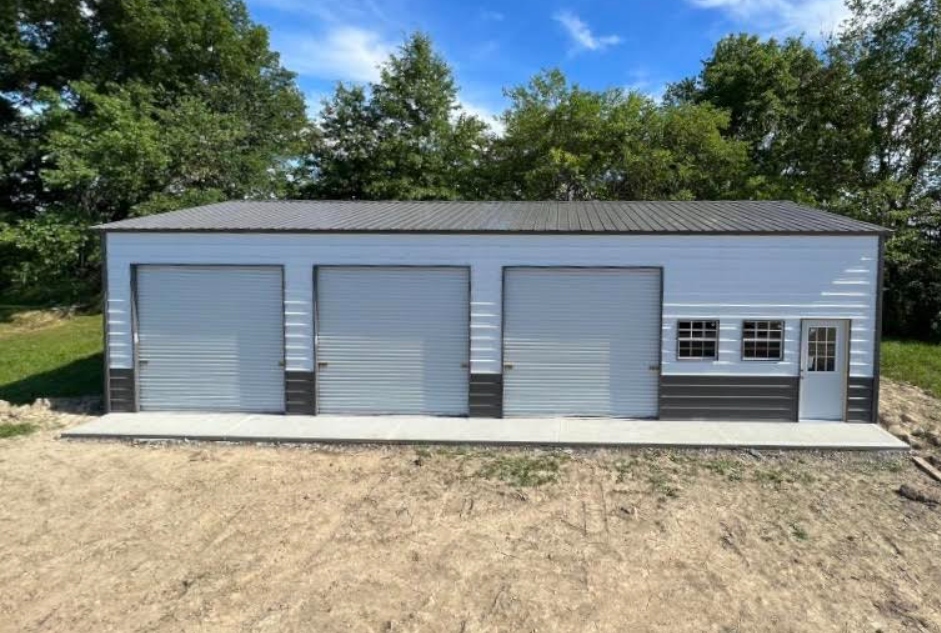 30x50x10 Metal Building Multi-Bay 3-Car Garage