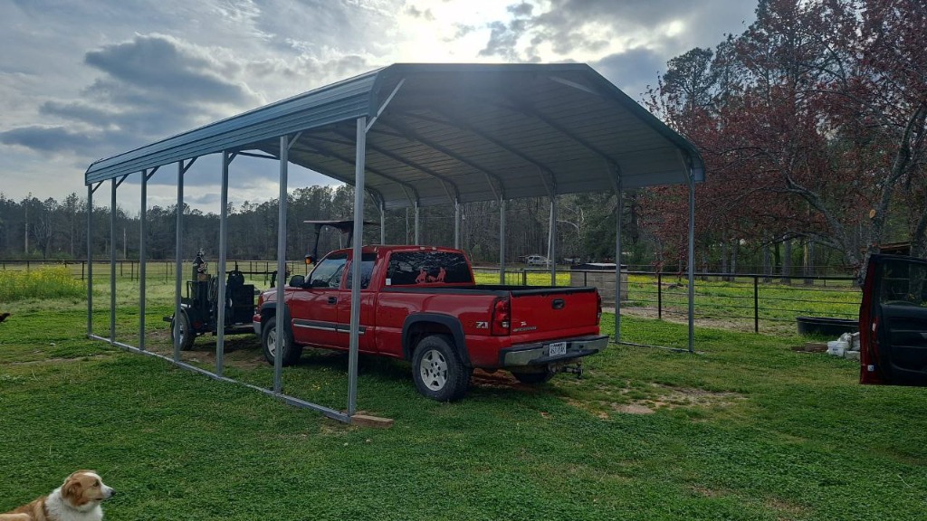 20x20x6 Forest Green Regular Roof Carport for Truck and Trailer