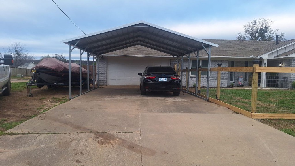 20x20x8 Tall Metal Carport over Residential Driveway