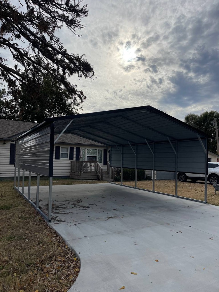 20x25x7 A-Frame Boxed-Eave Metal Carport on Concrete Slab
