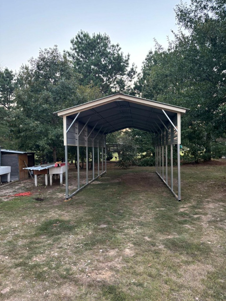 14x35x10 Metal Camper Cover with Partial Side Panels
