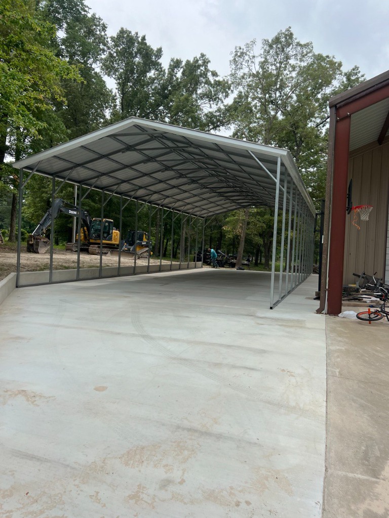 30x60x13 Commercial Multi-RV Metal Carport on Concrete